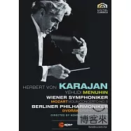 德弗札克:第九號交響曲「新世界」、莫札特:第五號小提琴協奏曲/ 卡拉揚(指揮)柏林愛樂與維也納交響樂團，曼紐因(小提琴) DVD(Dvorak: Symphony No. 9, Mozart: Violin Concerto No. 5/ Karajan, Berlin Philharmonic Orchestra, Vienna Symphony Orchestra, Menuhin (violin))