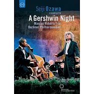2003年柏林愛樂溫布尼森林劇場音樂會─蓋希文之夜 / 馬可士.羅伯茲〈鋼琴〉羅蘭.介倫〈貝斯〉傑森‧馬沙利斯〈爵士鼓〉 小澤征爾〈指揮〉柏林愛樂 歐洲進口盤 (DVD)(A Gershwin Night - Waldbühne Berlin / Seij Ozawa / Berliner Philharmoniker (DVD))