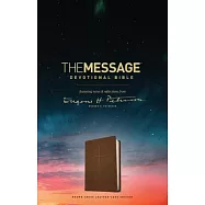 The Message Devotional Bible: Brown Leather-Look, Cross Featuring Notes & Reflections from Eugene H. Peterson