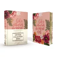 NIV Journal The Word Bible: New International Version, Artisan Collection Bible, Pink Floral, Designed Edges Under Gilding, Red