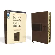 Niv, Premium Gift Bible, Leathersoft, Brown, Red Letter Edition, Indexed, Comfort Print