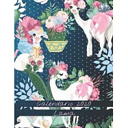 Calendario 2020 Lama: Mensile 2020 Calendario Lama illustrato con grandi immagini e date del calendario, spazi per