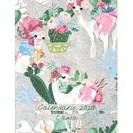 Calendario 2020 Lama: Mensile 2020 Calendario Lama illustrato con grandi immagini e date del calendario, spazi per