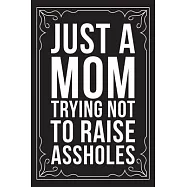 Just a Mom Trying Not to Raise Assholes: Sarcastic blank lined journal, Funny 6"X9" gift notebook for Mom, Best Friend