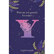 Gratitude Journal for Writers: monogram initial Y, lined floral notebook for girls women with quotes for mindfulness