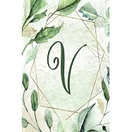 2020 Weekly Planner, Letter V - Green Gold Floral Design: 6"x9" 1-Yr Weekly Calendar, 1 week - 2-page layout, Alphabet