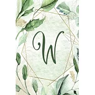 2020 Weekly Planner, Letter W - Green Gold Floral Design: 6"x9" 1-Yr Weekly Calendar, 1 week - 2-page layout, Alphabet
