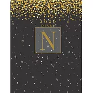 Personalised 2020 Diary Week To View Planner: A4 Gold Letter N (Gold Stars And Glitter) Organiser And Planner For The