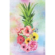 Dot Grid Notebook: Artistic Hawaiian Pineapple with Flowers Dotted Journal and Planner, Cute Dot Notebook and Organizer