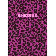 Sherika: Personalized Pink Leopard Print Notebook (Animal Skin Pattern). College Ruled (Lined) Journal for Notes, Diary, Journa