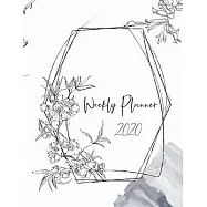 Weekly Planner 2020: Weekly Planner Undated Hand Drawn Black Line Flowers Cover 2020 Calendar, Weekly Planner, To-Do