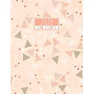 2020 Daily Diary: A4 Day on a Page to View Full DO1P Planner Lined Writing Journal - Peach & Green Abstract Doodled