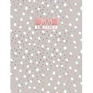 2020 Daily Diary: A4 Day on a Page to View Full DO1P Planner Lined Writing Journal - Grey with White & Rose Gold Polka