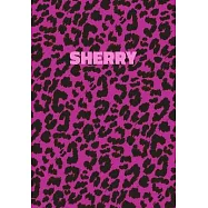 Sherry: Personalized Pink Leopard Print Notebook (Animal Skin Pattern). College Ruled (Lined) Journal for Notes, Diary, Journa