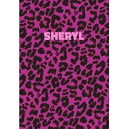 Sheryl: Personalized Pink Leopard Print Notebook (Animal Skin Pattern). College Ruled (Lined) Journal for Notes, Diary, Journa