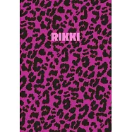 Rikki: Personalized Pink Leopard Print Notebook (Animal Skin Pattern). College Ruled (Lined) Journal for Notes, Diary