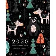Appointment Book 2020: 8x10 - 15 Minute Planner - Large Notebook Organizer with Time Slots - Jan to Dec 2020 - Animal