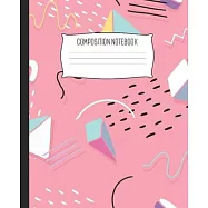 Composition Notebook: Wide Ruled Notebook Retro Vintage 90s Pattern Lined School Journal - 100 Pages - 7.5" x 9.