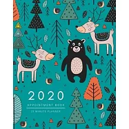 Appointment Book 2020: 8x10 - 15 Minute Planner - Large Notebook Organizer with Time Slots - Jan to Dec 2020 - Animal