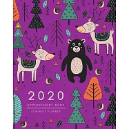 Appointment Book 2020: 8x10 - 15 Minute Planner - Large Notebook Organizer with Time Slots - Jan to Dec 2020 - Animal
