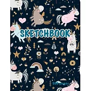 Unicorn Sketchbook 200 pages: Cute Unicorn Kawaii Sketchbook for Girls with 200 Pages of 8.5"x11" Blank Paper for