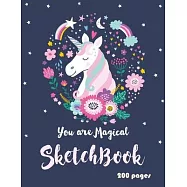 Unicorn Sketchbook 200 pages: Cute Unicorn Kawaii Sketchbook for Girls with 200 Pages of 8.5"x11" Blank Paper for