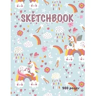 Unicorn Sketchbook 200 pages: Cute Unicorn Kawaii Sketchbook for Girls with 200 Pages of 8.5x11 Blank Paper for Drawing