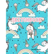 Unicorn Sketchbook 200 pages: Cute Unicorn Kawaii Sketchbook for Girls with 200 Pages of 8.5"x11" Blank Paper for