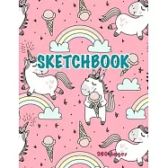 Unicorn Sketchbook 200 pages: Cute Unicorn Kawaii Sketchbook for Girls with 200 Pages of 8.5"x11" Blank Paper for