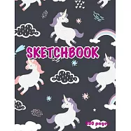 Unicorn Sketchbook 200 pages: Cute Unicorn Kawaii Sketchbook for Girls with 200 Pages of 8.5"x11" Blank Paper for