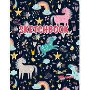 Unicorn Sketchbook 200 pages: Cute Unicorn Kawaii Sketchbook for Girls with 200 Pages of 8.5"x11" Blank Paper for