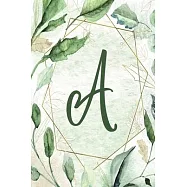 2020 Weekly Planner, Letter A - Green Gold Floral Design: 6"x9" 1-Yr Weekly Calendar, 1 week - 2-page layout, Alphabet