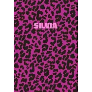 Silvia: Personalized Pink Leopard Print Notebook (Animal Skin Pattern). College Ruled (Lined) Journal for Notes, Diary, Journa