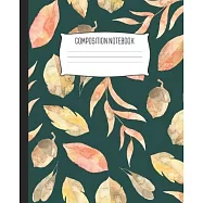 Composition Notebook: Wide Ruled Notebook Fall Autumn Leaf Acorn Lined School Journal - 100 Pages - 7.5" x 9.25