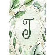 2020 Weekly Planner, Letter J - Green Gold Floral Design: 6"x9" 1-Yr Weekly Calendar, 1 week - 2-page layout, Alphabet