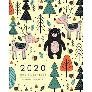 Appointment Book 2020: 8x10 - 15 Minute Planner - Large Notebook Organizer with Time Slots - Jan to Dec 2020 - Animal