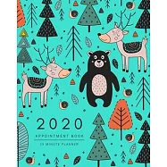 Appointment Book 2020: 8x10 - 15 Minute Planner - Large Notebook Organizer with Time Slots - Jan to Dec 2020 - Animal