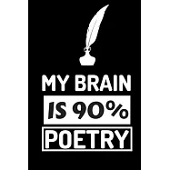 My Brain Is 90 Percent Poetry: Notebook - College Rule Lined Poetry Journal To Write In For Women, Men, Kids & Teens