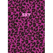 Sky: Personalized Pink Leopard Print Notebook (Animal Skin Pattern). College Ruled (Lined) Journal for Notes, Diary, Journa