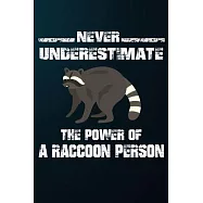Never Underestimate The Power Of A Raccoon Person: 110 Blank Lined Papers - 6x9 Personalized Customized Raccoon