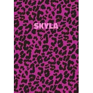 Skyla: Personalized Pink Leopard Print Notebook (Animal Skin Pattern). College Ruled (Lined) Journal for Notes, Diary, Journa