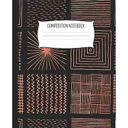 Composition Notebook: Wide Ruled Notebook Abstract Geometric Squares Watercolor Red Orange Lined School Journal - 100