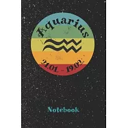 Vintage Zodiac Aquarius Notebook: Astrology Journal, Horoscope Notepad, Notes, 120 Pages, blanc lined, 6" x 9"