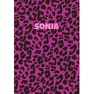 Sonja: Personalized Pink Leopard Print Notebook (Animal Skin Pattern). College Ruled (Lined) Journal for Notes, Diary, Journa