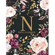 N: 2020 Planner with Letter N Monogram - One Year Monthly, Weekly, and Daily Calendar for Planning, Goal Setting, and