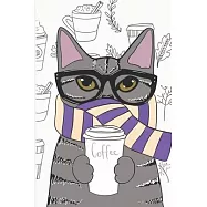 Hipster Coffee Cat: Journal with cute cat in glasses and a cup of coffee, gift for cat lover, coffee lover, hipster
