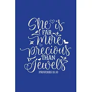 Classic Blue Gratitude Journal: She Is Far More Precious Than Jewels Proverbs 31:10 - Positive Mindset Notebook - Daily