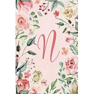 2020 Weekly Planner - Letter N - Pink Green Floral Design: 6"x9" 1-Yr Weekly Calendar, 1 week - 2-page layout