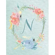2020-2022 Calendar - Letter N - Light Blue and Pink Floral Design: 3-Year 8.5"x11" Monthly Calendar/Planner