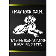 I May Look Calm But In My Head I&rsquo;&rsquo;ve Punched In Your Face 3 Times: Vizsla Puppy Dog 2020 2021 Monthly Weekly Planner